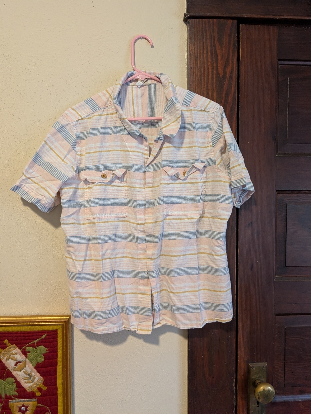Duluth Trading Co Women's Artisan Hemp Untucked Camp‎ Striped Shirt